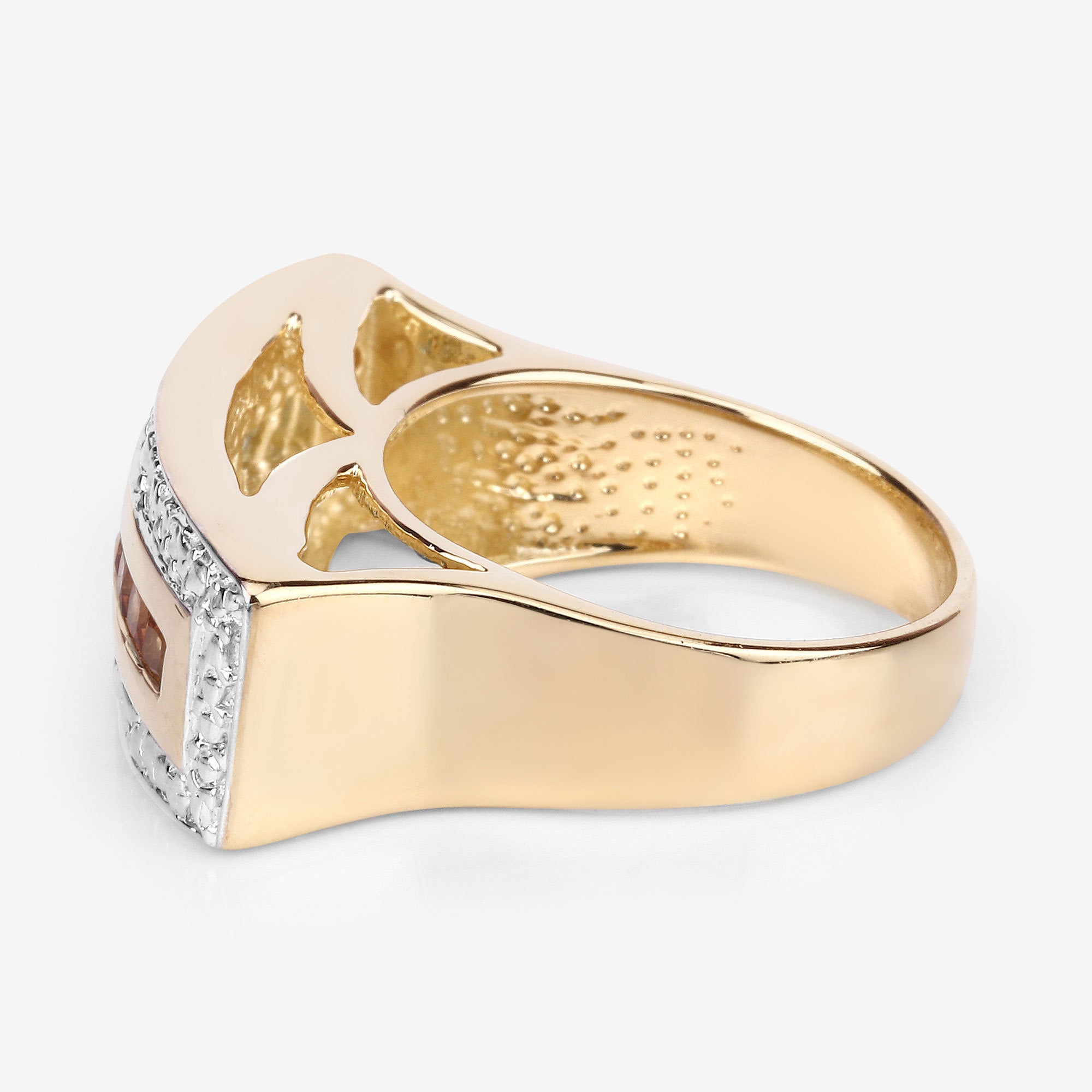Orange Sapphire Ring 1.06 Carats Gold Plated Silver