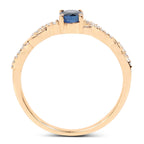 Blue Sapphire Ring With Diamonds 0.32 Carats 10K Yellow Gold