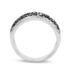 Blue Diamond Ring With White Diamonds 0.78 Carats Sterling Silver