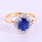 Blue Sapphire Ring With Diamonds 2.12 Carats 18K Yellow Gold
