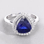 Blue Sapphire Ring With Diamonds 3.44 Carats 18K White Gold