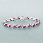 Ruby Bracelet With Diamonds 7.74 Carats 10K White Gold
