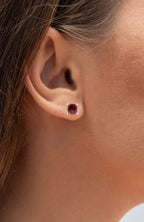 Pink Topaz Stud Earrings 2.58 Carats Sterling Silver