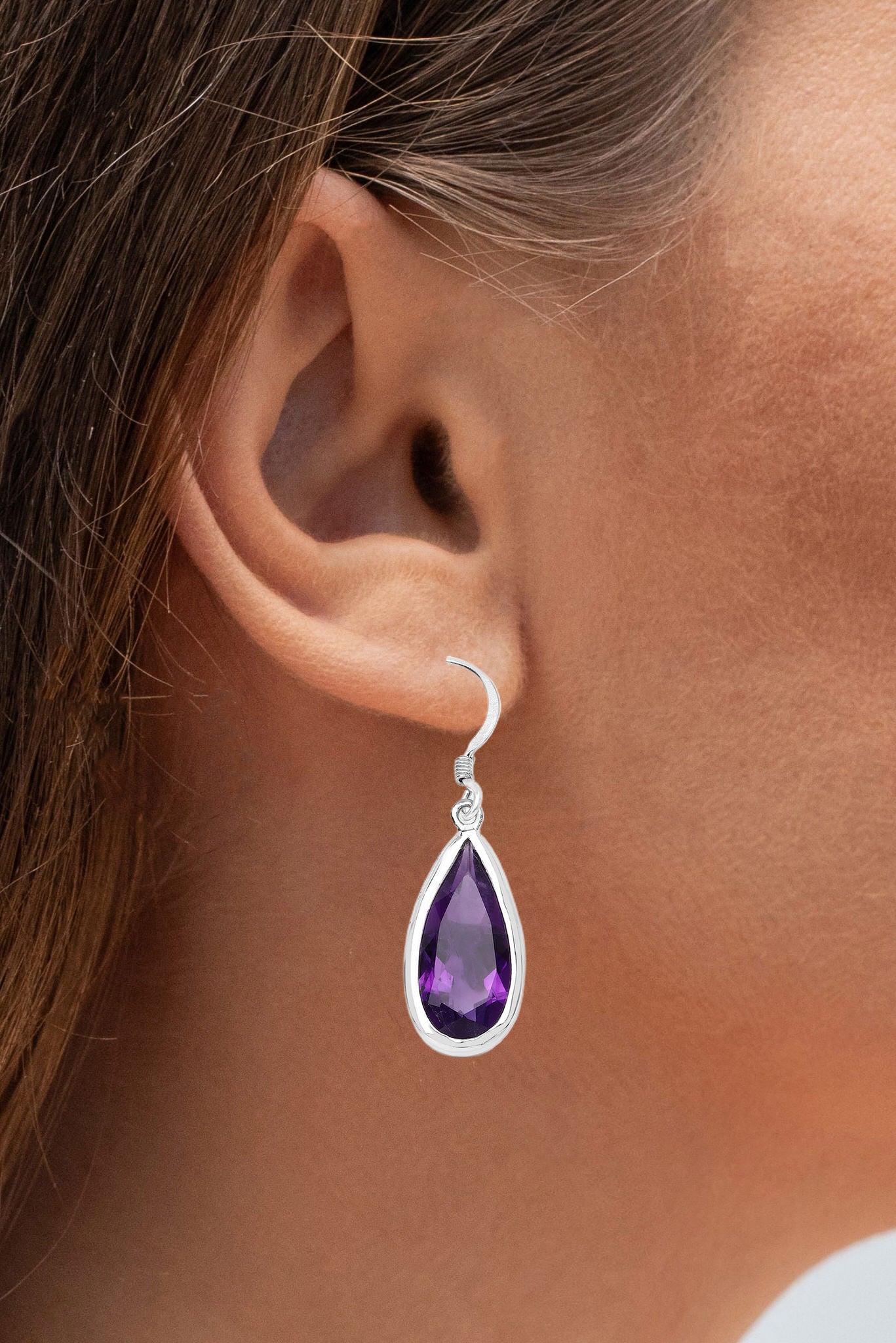 Amethyst Earrings 10 Carats Sterling Silver