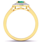 Zambian Emerald Ring With Diamonds 0.84 Carats 14K Yellow Gold