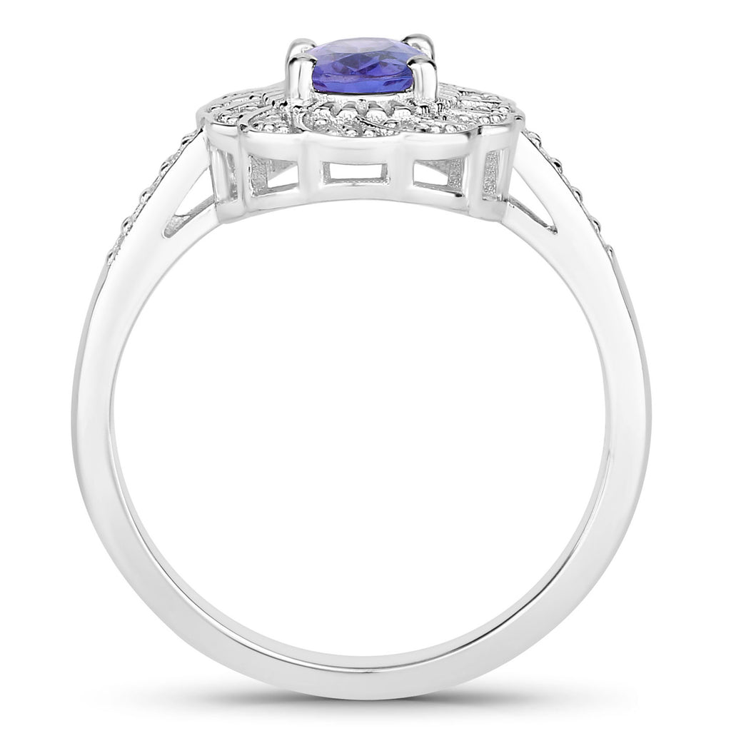 Tanzanite Ring With White Sapphire 0.92 Carats Sterling Silver