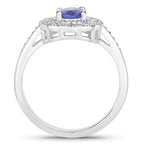 Tanzanite Ring With White Sapphire 0.92 Carats Sterling Silver