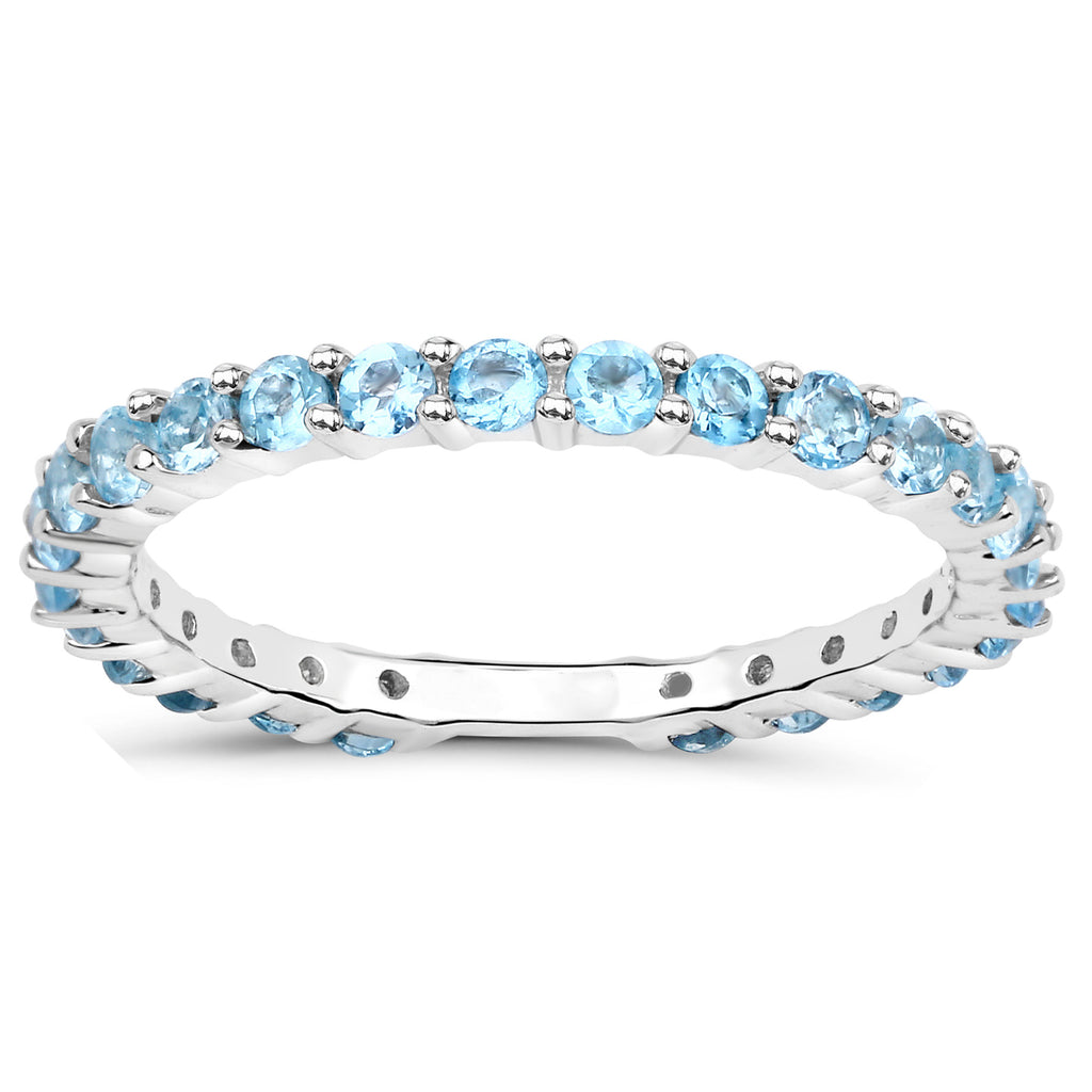 Swiss Blue Topaz Ring 0.92 Carats Sterling Silver