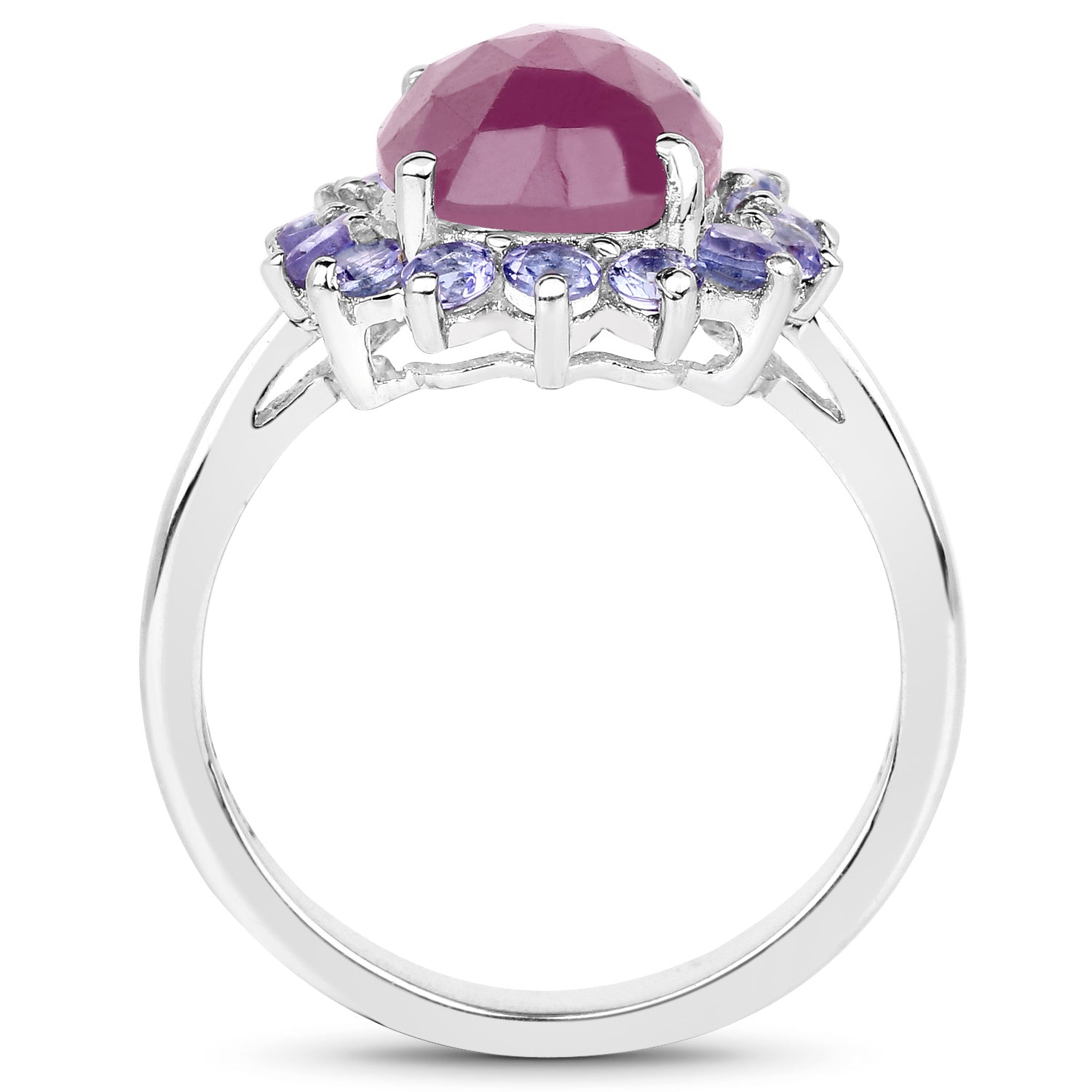 Pink Sapphire Ring With Tanzanite 5.5 Carats Sterling Silver