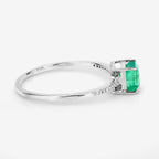 Zambian Emerald Ring With Diamonds 0.6 Carats 14K White Gold