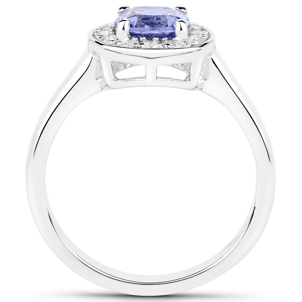 Tanzanite Ring With White Topaz 1.48 Carats Sterling Silver