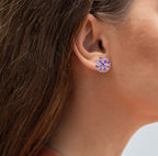 Amethyst Stud Earrings 3.74 Carats Sterling Silver