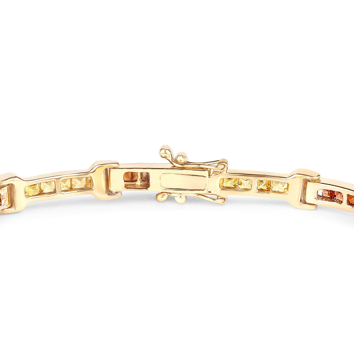 Sapphire Tennis Bracelet Orange Yellow 6.48 Carats Total 14K Yellow Gold Plated