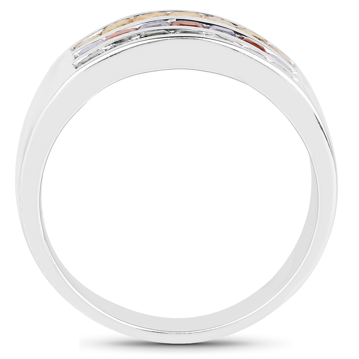 Multicolor Sapphire Ring 1.62 Carats Sterling Silver