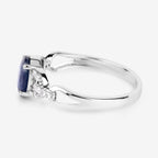 Blue Sapphire Ring With Diamonds 1.1 Carats 14K White Gold