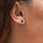 Blue Sapphire Stud Earrings 0.66 Carats 14K White Gold