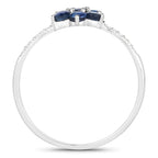 Blue Sapphire Ring With Diamonds 0.56 Carats 14K White Gold