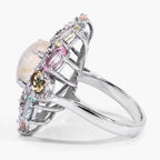 Moonstone Ring With Multicolor Tourmaline 6.72 Carats Sterling Silver