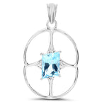 Swiss Blue Topaz Pendant 5.24 Carats Sterling Silver