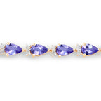 Natural Tanzanite Bracelet With Diamonds 5.62 Carats 14K Yellow Gold