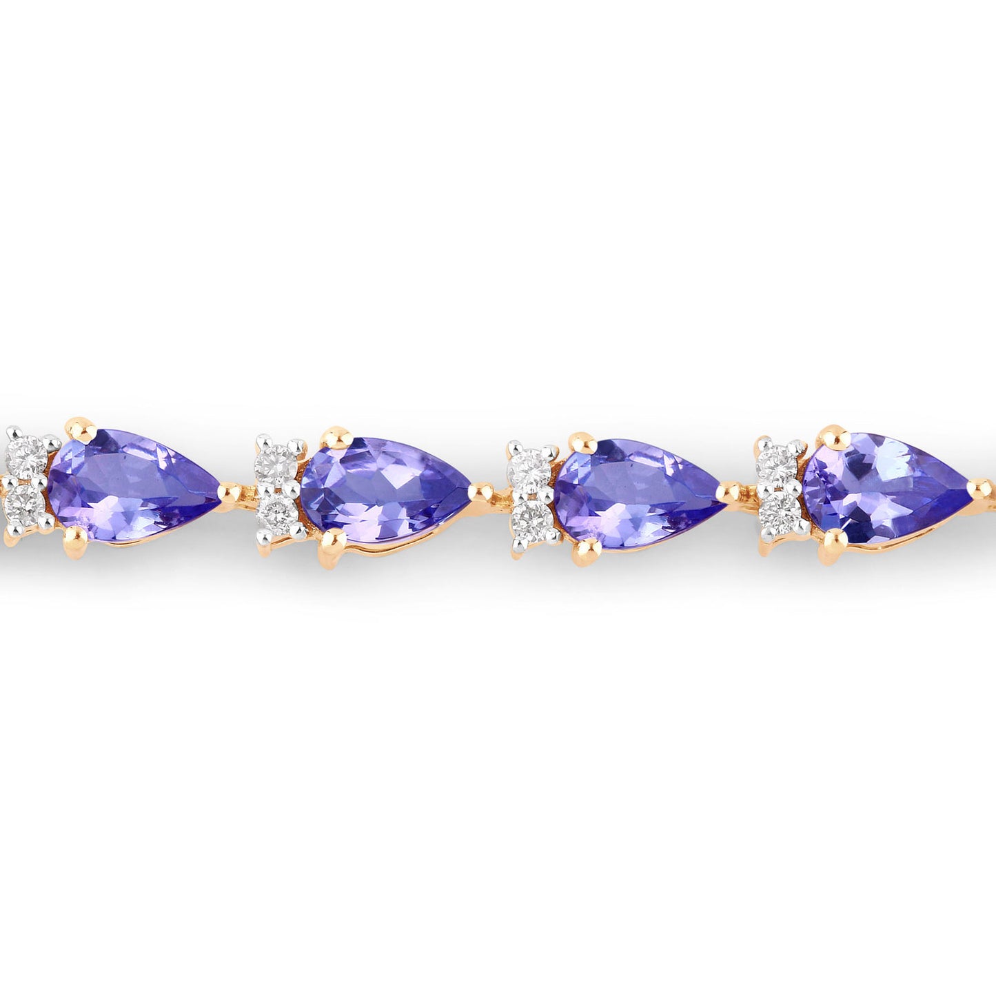 Natural Tanzanite Bracelet With Diamonds 5.62 Carats 14K Yellow Gold