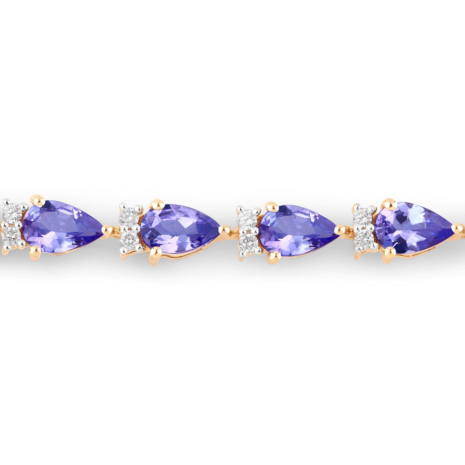 Natural Tanzanite Bracelet With Diamonds 5.62 Carats 14K Yellow Gold