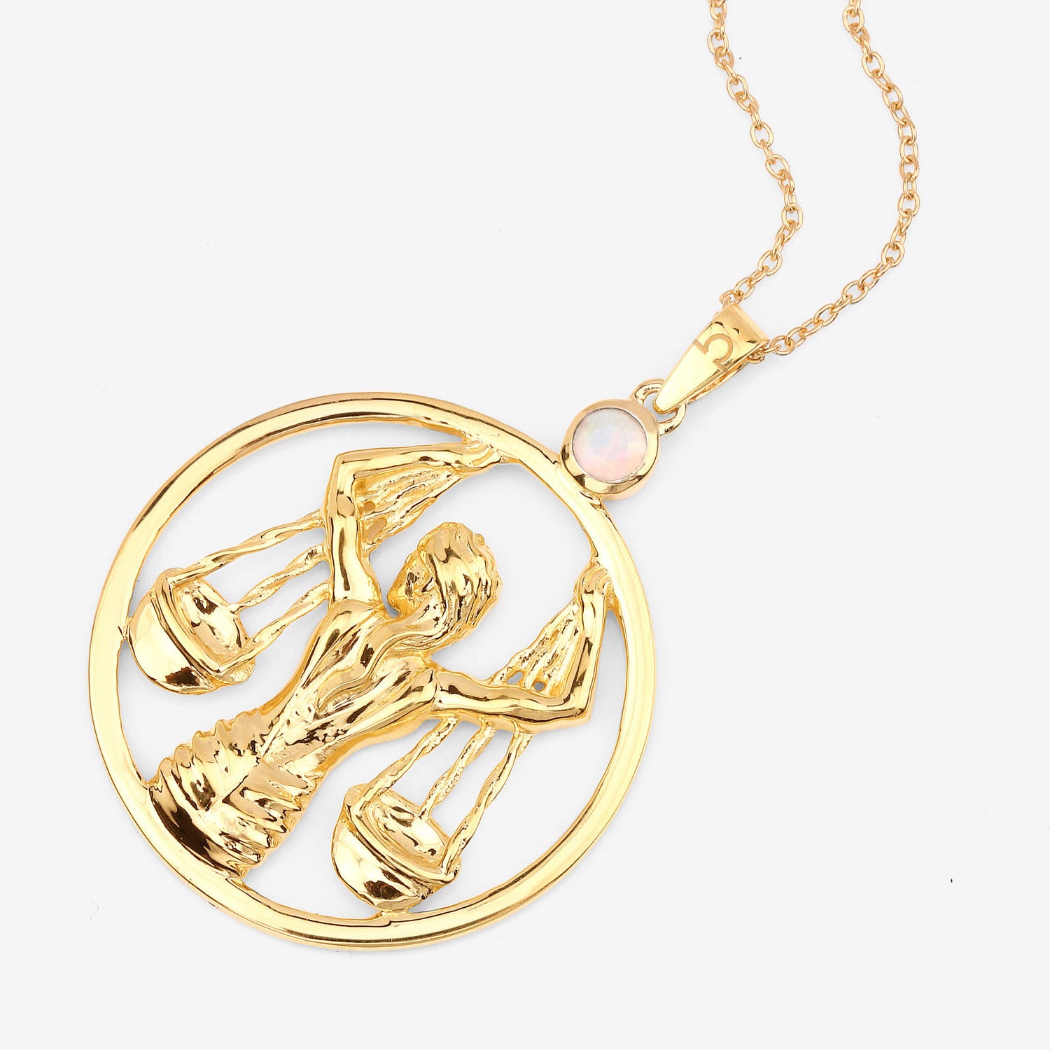 Ethiopian Opal Libra Pendant 0.14 Carats Gold Plated Silver