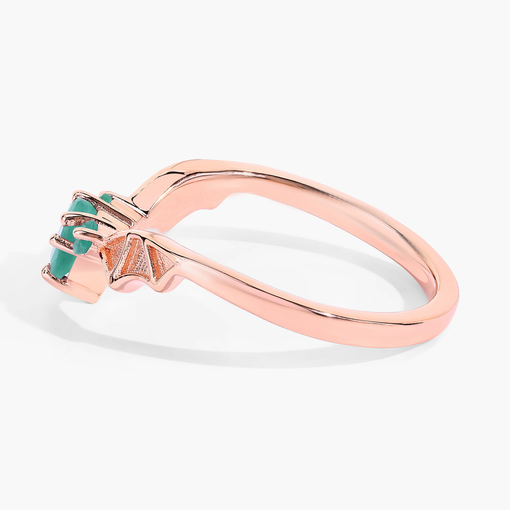 Emerald Bat Ring 0.26 Carats Gold Plated Silver