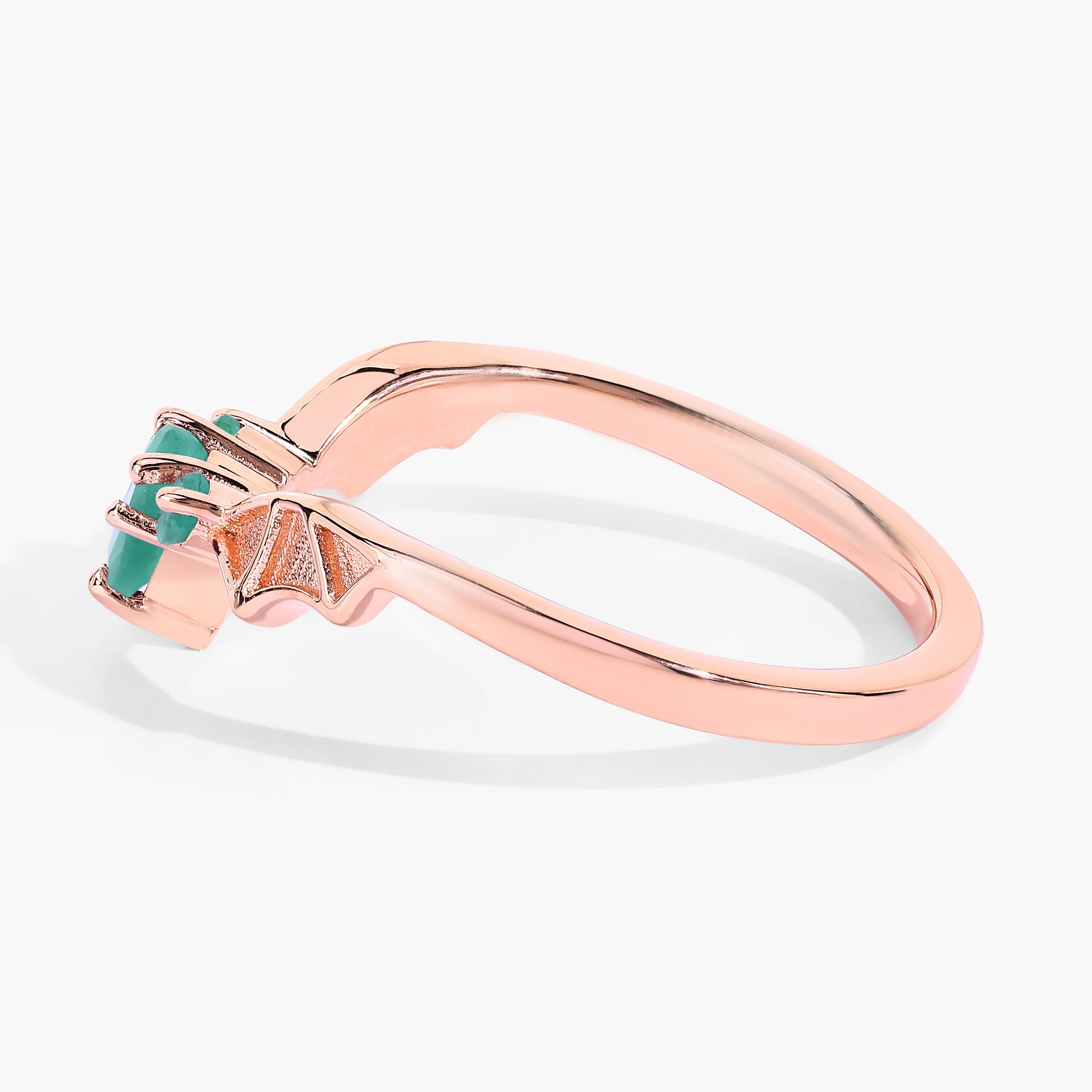 Emerald Bat Ring 0.26 Carats Gold Plated Silver