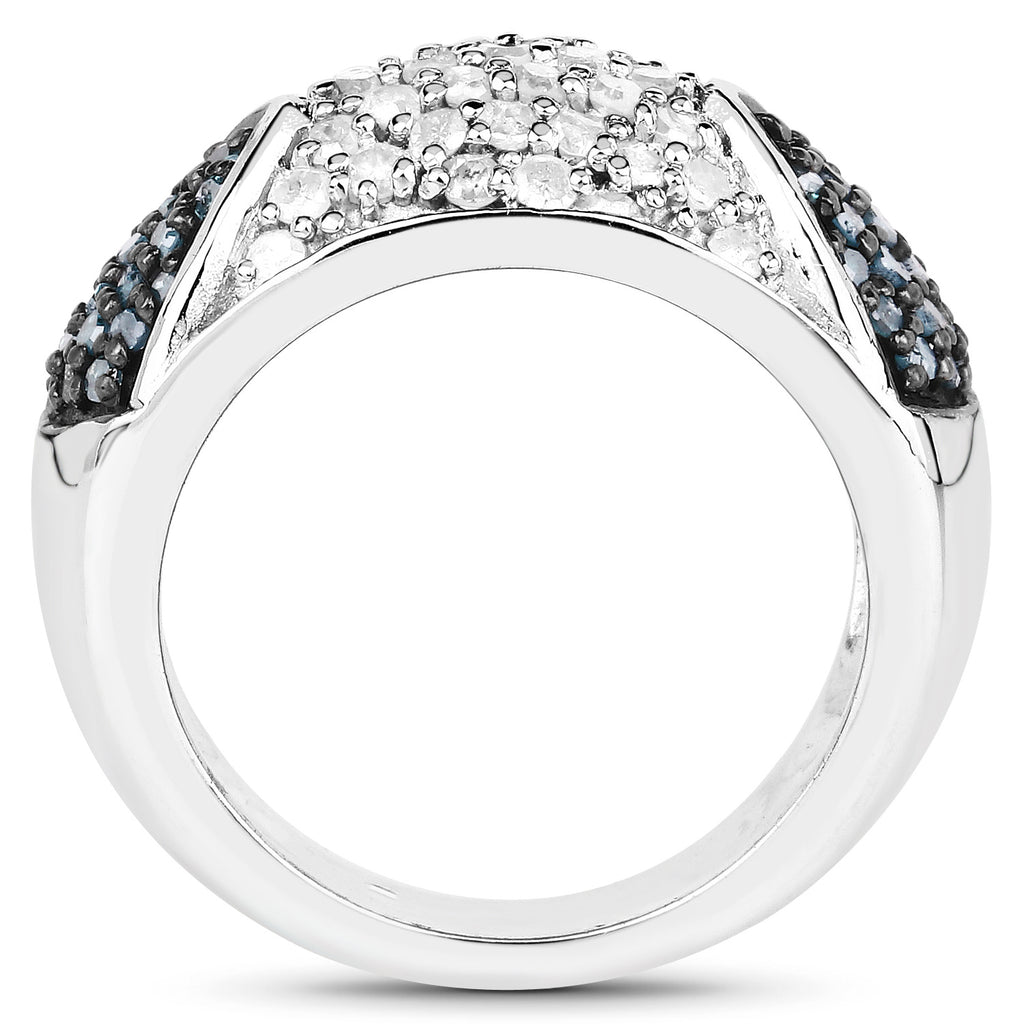 Multicolor Diamond Ring 0.92 Carats Sterling Silver