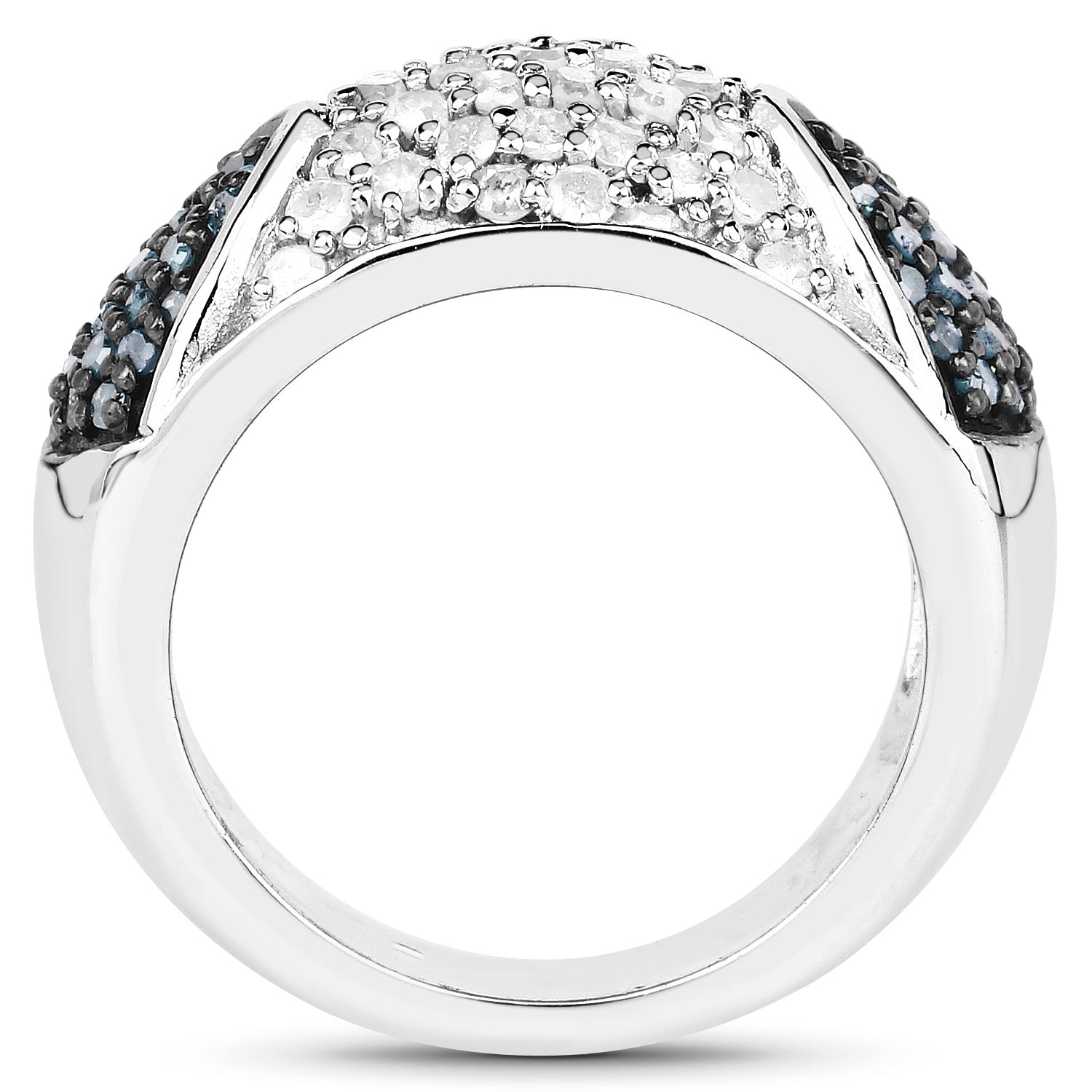 Multicolor Diamond Ring 0.92 Carats Sterling Silver