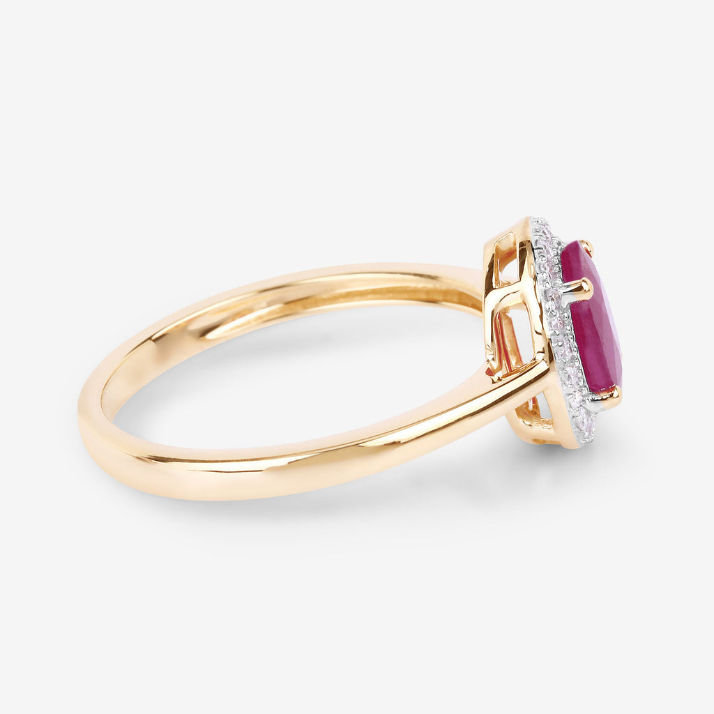 Ruby Ring With Diamonds 1.02 Carats 14K Yellow Gold