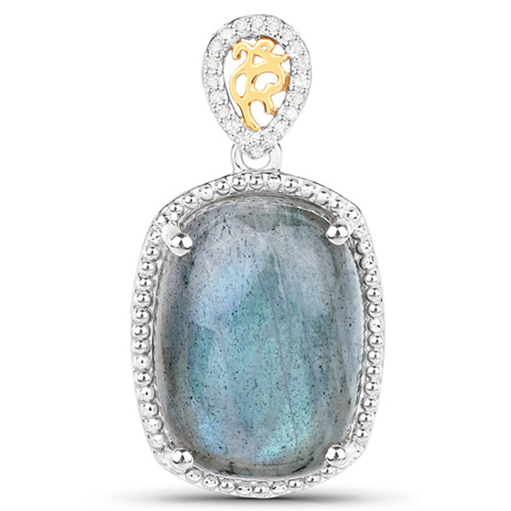 Labradorite Pendant With Diamonds 11 Carats Sterling Silver