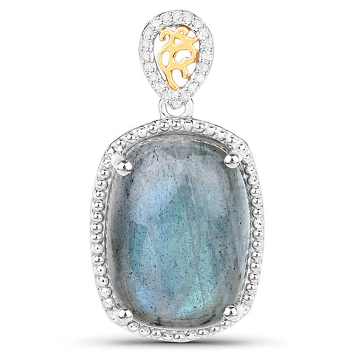 Labradorite Pendant With Diamonds 11 Carats Sterling Silver