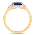 Blue Sapphire Ring With Diamonds 3.38 Carats 18K Yellow Gold