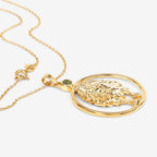 Peridot Leo Pendant 0.22 Carats Gold Plated Silver