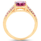 Rhodolite Garnet Ring With White Topaz 3.28 Carats Gold Plated Silver