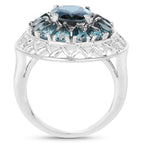 London Blue Topaz Ring 5.94 Carats Sterling Silver