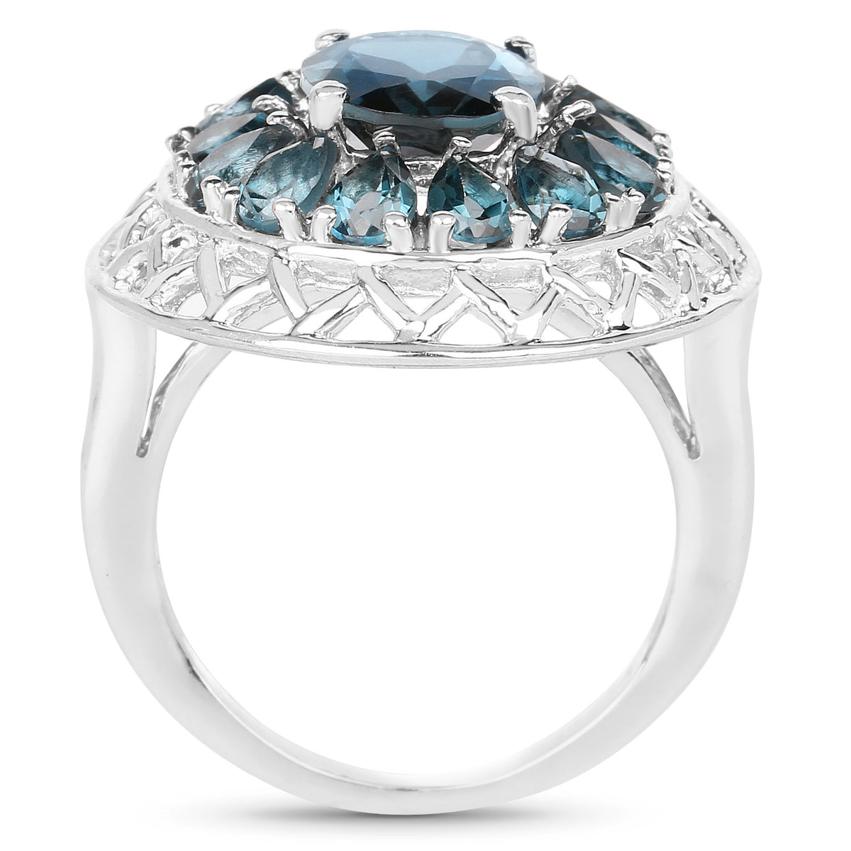 London Blue Topaz Ring 5.94 Carats Sterling Silver