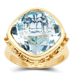 Blue Topaz Ring 12.7 Carats Gold Plated Silver