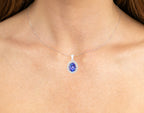 Natural Tanzanite Pendant With Diamonds 3.18 Carats 14K White Gold