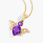 Amethyst Bat Pendant With White Topaz 1.19 Carats Gold Plated Silver