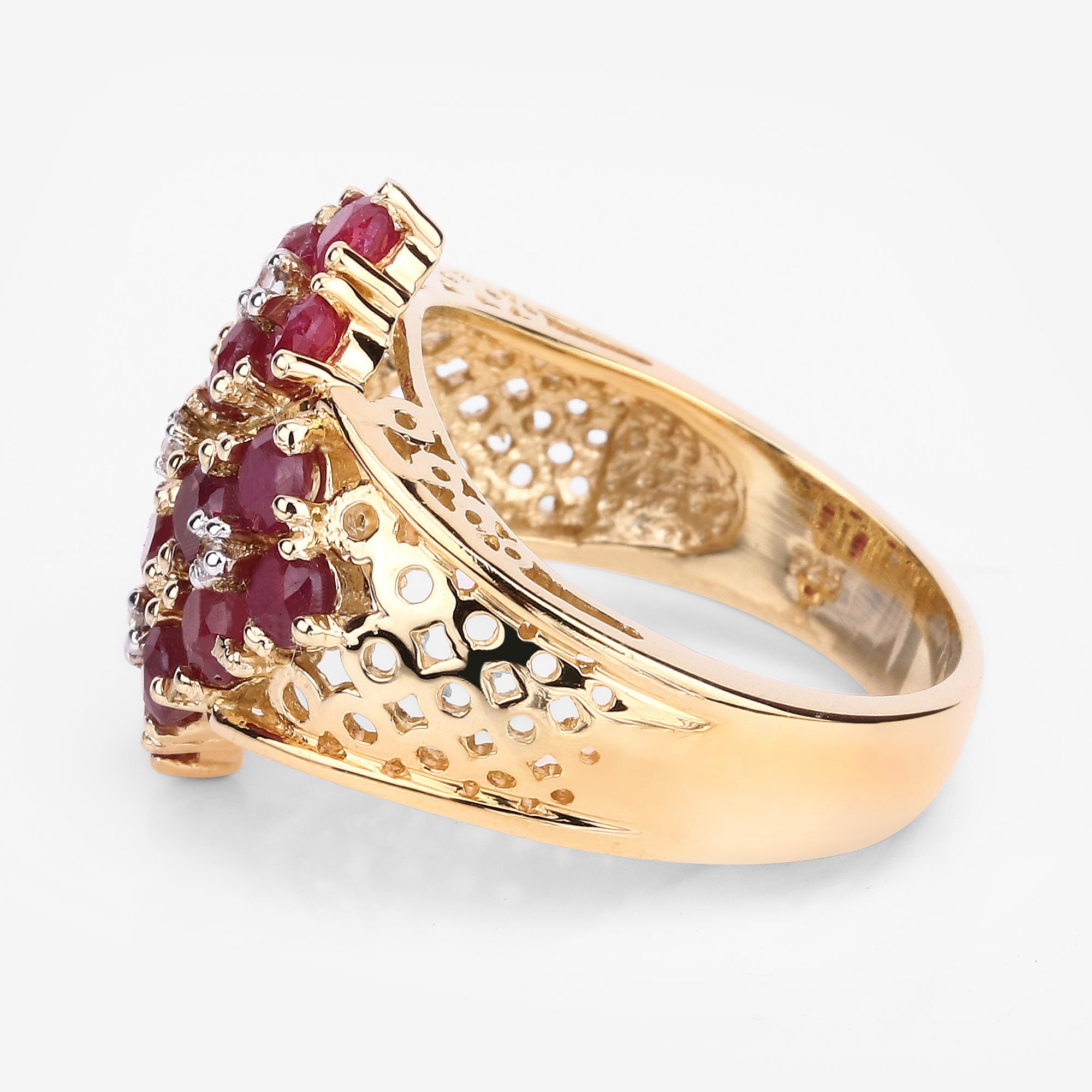 Ruby Ring With White Topaz 2.1 Carats Gold Plated Silver