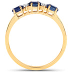 Blue Sapphire Ring With Diamonds 0.66 Carats 10K Yellow Gold
