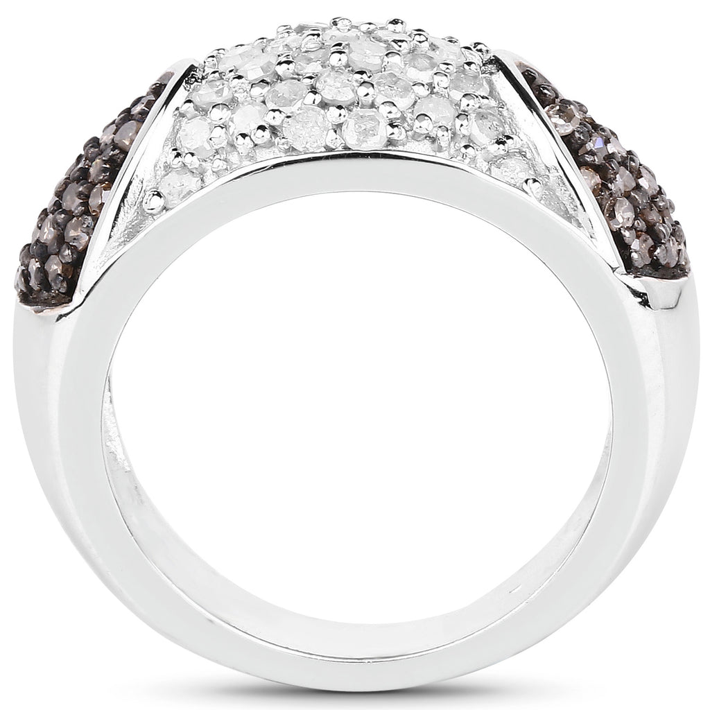 Champagne Diamond Ring With White Diamonds 0.92 Carats Sterling Silver