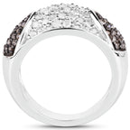 Champagne Diamond Ring With White Diamonds 0.92 Carats Sterling Silver