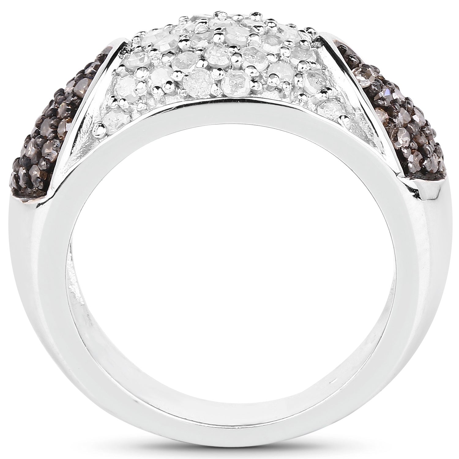 Champagne Diamond Ring With White Diamonds 0.92 Carats Sterling Silver