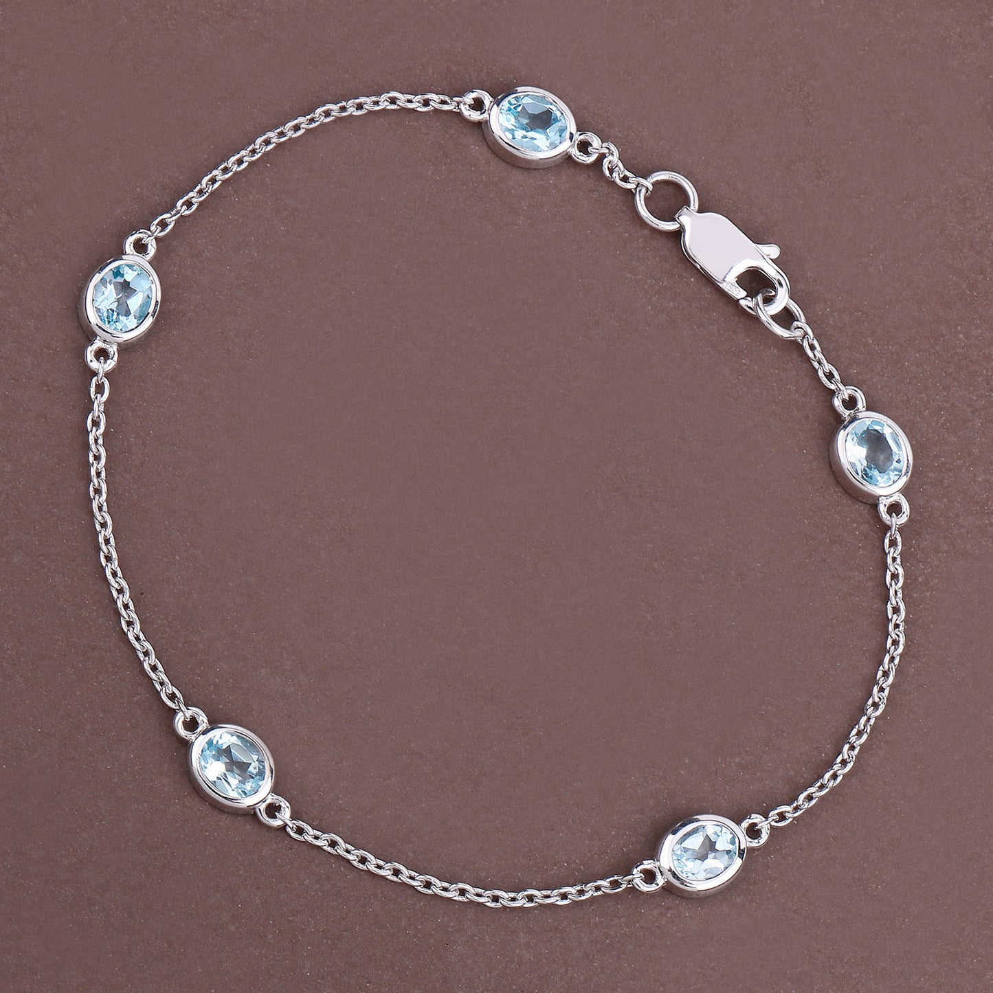 Blue Topaz Bracelet 1.78 Carats Sterling Silver