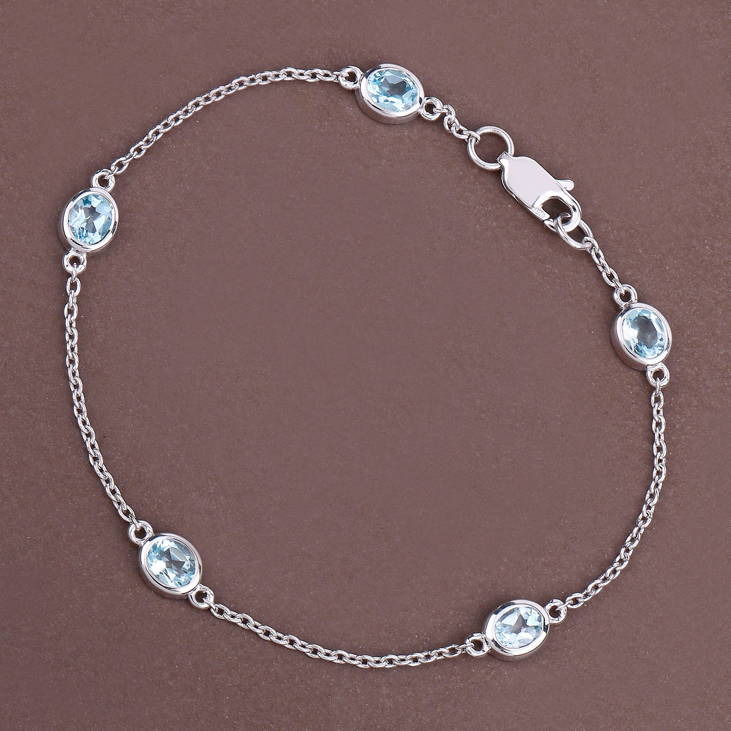 Blue Topaz Bracelet 1.78 Carats Sterling Silver