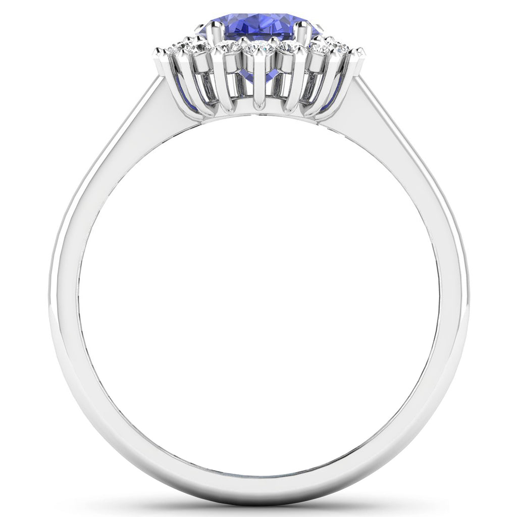 Tanzanite Ring With Diamonds 1.88 Carats 14K White Gold